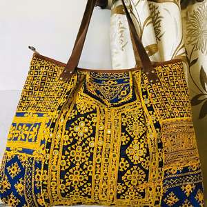 Sac fourre-tout vintage Banjara fait main pour femmes, motif léopard, coton écologique, longue bandoulière, sac de shopping - Product Image 3