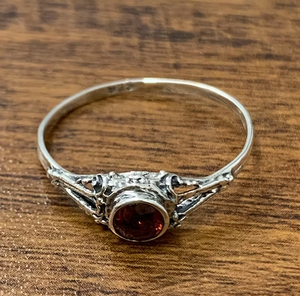 Dainty 925 Sterling <b>Silver</b> <b>Garnet</b> <b>Ring</b> Natural Red Gemstone Vintage Oxidized Women Jewelry For Anniversary Gift - Product Image 2