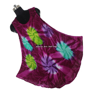 Robe parapluie maxi pour femme, style bohème, col rond, tie-dye, fabriquée en Inde, idéale pour la plage, les festivals d'été et comme cache-maillot. - Product Image 2