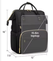 Sac à dos professionnel unisexe pour ordinateur portable avec fermeture éclair et fermoir en nylon, sacoche pour ordinateur pour le collège, le travail, les voyages avec port USB