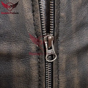 Chaqueta de Cuero Marrón Auténtico para Hombre, Corte Ajustado, Estilo Motero, Cafe Racer, de Piel Vacuna, con Hombreras Acolchadas, Vintage, Clásica y Personalizada - Product Image 4