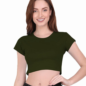 Ropa de mujer más vendida, ropa de verano, camiseta corta 100% algodón para mujer, en venta en línea - Product Image 4