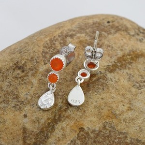 Pendientes Colgantes de Plata de Ley 925 con Gema de Cornalina Roja Redonda Facetada, Pendientes Finos para Cumpleaños, Regalos de Joyería para Mujer - Product Image 4