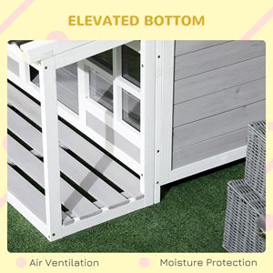 Cuccia per Cani di Taglia Media-Grande in Legno con Veranda, Tetto Inclinato Rettangolare, Porta Anteriore e Finestre Esterne per un Vivere Confortevole - Product Image 6