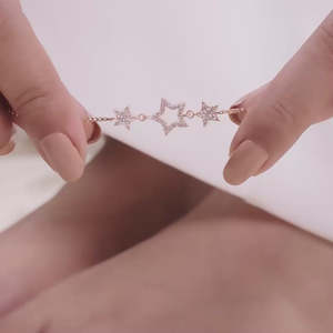Tobillera de Plata de Ley 925 Chapada en Oro Rosa con Circonita Cúbica en Forma de Estrella, Ajustable, Minimalista, Joyería de Moda para Mujer - Product Image 2