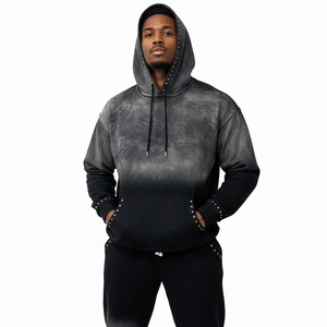 Survêtement d'hiver décontracté 100 % coton, délavé à l'acide, respirant, haute qualité, avec logo personnalisé, coupe classique pour homme - Product Image 2