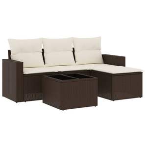 Set di divani da giardino modulari in polyrattan marrone - Product Image 2