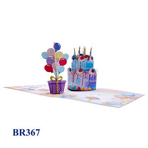 Carte pop-up 3D Joyeux Anniversaire Gâteau et Ballons, Découpe Laser, Faite à la Main, Logo Personnalisé, Papier, Cadeaux Artisanaux du Vietnam, Vente en Gros, Meilleure Vente - Product Image 4