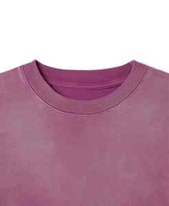 T-shirt pour homme à manches courtes surdimensionné, tie-dye, 100% coton, tricoté, col rond, décontracté, couleur unie, violet - Product Image 3