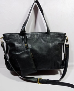 Unisex Tote <b>Handbag</b> Genuine Leather Purse Three Open Straps Spacious Interior for Shopping Travel Work Waterproof - Product Image 4