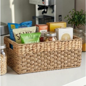 ISLA Seagrass & Hyacinth Mix Rect <b>Large</b> <b>Storage</b> <b>Basket</b> Versatile Organizer Bin with Cutout Handles For Shelf Closet Cabinet OEM - Product Image 4