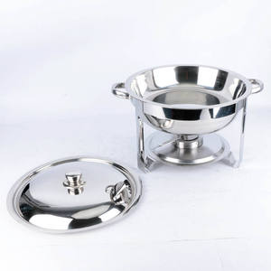 Réchaud rond compact de luxe en acier inoxydable durable de 5 L, or et argent, pour la restauration - Product Image 2