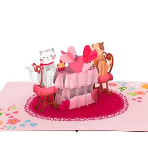 Carte pop-up 3D pour couple de chats, carte de vœux artisanale, thème amour, cartes pop-up 3D, carte 3D pop-up, artisanat en papier, cadeau pour la Saint-Valentin - Product Image 2