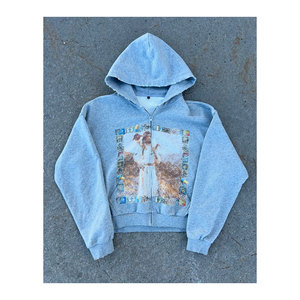 Sudadera con capucha de algodón grueso de alta calidad para hombre, con cremallera completa, forro polar de felpa francesa y estampado personalizado para invierno - Product Image 2