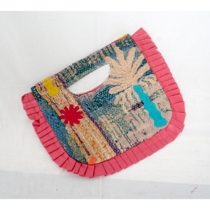 Handmade Embroidery Quilted Multi-Patchwork Suzani Cotton Beach <b>Bag</b> Womens Beautiful Open Clutch for Summer Shopping Exhibition - Product Image 4