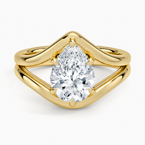 Anillo de compromiso de moissanita de 2 quilates con corte de pera, diseño solitario cruzado de tallo dividido - Product Image 1