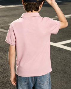 Customized Brand Green Striped Knitted Short Sleeve Polo Shirt Boys Casual Wear White Collar Eco-Friendly Breathable 160g Quick - Product Image 2