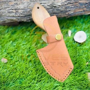 Couteau de camping à lame fixe en acier au carbone, forme pied de mouton, manche en bois, bord biseauté, outil de survie en plein air - Product Image 5
