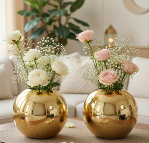 Coastal Design Handcrafted Golden Metal Flower <b>Vase</b> and Iron Floor Flower <b>Stand</b> for Wedding and Easter Occasions at Best Prices - Product Image 6