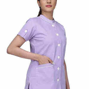 Ensemble de blouses médicales unisexe violettes en microfibre tissée à manches courtes pour infirmières et médecins, service OEM - Product Image 4