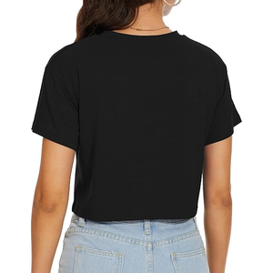 Camiseta Corta Holgada de Algodón para Mujer, Estilo Oversize con Hombros Caídos, Lisa, Casual, Streetwear, Verano, con Logotipo Personalizado - Product Image 6