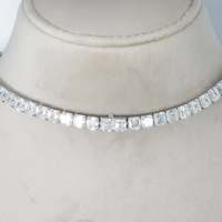 Collar de Lujo con Diamante Sintético Cultivado en Laboratorio, Corte Cojín Completo, Chapado en Plata sobre Oro Blanco de 18K, Certificado por IGI, Exportador Indio