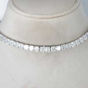 ผู้ส่งออกอินเดีย ได้รับการรับรองจาก IGI สร้อยคอเพชรทรง Asscher Cut เต็มเม็ด ทองคำขาว 18K สำหรับงานแต่งงาน ราคาโรงงาน - Product Image 3