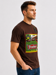 T-shirt à manches courtes pour homme, marron, coupe classique, col rond, jersey décontracté en coton, séchage rapide, 180g AERO - Product Image 2