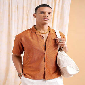 Cuello de botón para hombre, ropa de playa de manga corta, secado rápido, satén, poliéster, diseño de logotipo personalizado, sublimación, antiarrugas, transpirable - Product Image 5