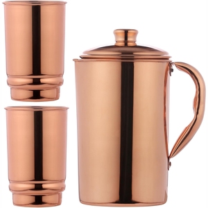 Pure <b>Copper</b> Water Jug Pitcher Ayurveda Health Benefit Healing Vessel Handmade Engraved <b>Copper</b> Carafe Pot for Home Hotel Jugs - Product Image 4