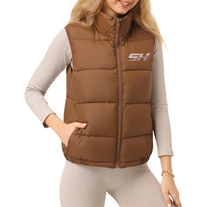 New Designs Women Sleeveless Solid Color Hooded Puffer Vest Zipper Casual Regular Length Puffer Waistcoat Cotton Bubble <b>Jacket</b> - Product Image 1