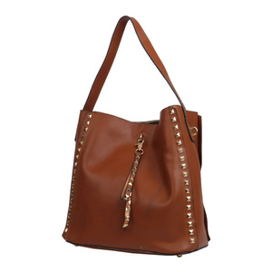 Luxurious Brown Polyester Printed <b>Tote</b> <b>Bag</b> with Studs Adjustable Shoulder Strap Eco Friendly Digital Water Resistant Outdoor Use - Product Image 1