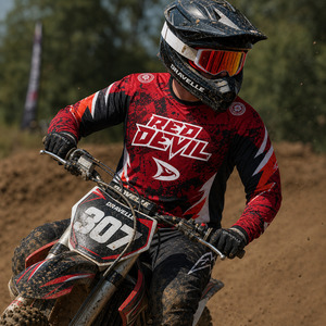 Vêtements de moto tout-terrain personnalisés en gros avec logo, chemise de course MX à manches longues pour hommes, maillot de motocross respirant en micro-mesh sublimé - Product Image 6
