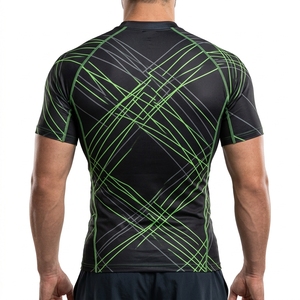 <b>Men</b> Short Sleeve Compression Shirt Black Green Graphic Gym Fitness Running Training Sportswear Performance <b>Base</b> <b>Layer</b> - Product Image 2
