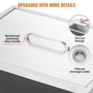 Contenitore per Ghiaccio Commerciale in Acciaio Inox 21"L X 17"W X 18"H 40qt con Coperchio per Cucina Esterna e Bar del Ghiaccio - Product Image 5