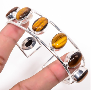 Handmade Tiger Eye Gemstone Bangle Teardrop Boho Jewelry Natural Stone <b>Bracelet</b> Elegant Stylish Gift For Women Fashion Accessory - Product Image 1
