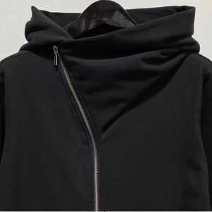 Vente en gros de sweats à capuche surdimensionnés personnalisés de haute qualité à bas prix, avec fermeture éclair asymétrique, style hip-hop pour hommes, haute qualité - Product Image 4