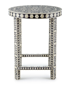 High Demand Eco-Friendly Bone Inlay <b>Round</b> Coffee <b>Table</b> Black <b>White</b> Handcrafted for Home Wedding Diwali Standard Quality - Product Image 6