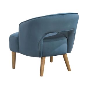 Sedia da soggiorno contemporanea di lusso 1 pezzo seduta in velluto blu peluche con gambe in legno massello stile unico accento mobili - Product Image 6