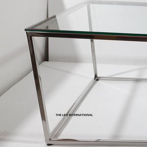 Mesa de Centro de Vidrio de Lujo Nórdico, Moderna y Sencilla, con Base de Metal Plateado, Muebles para Sala de Estar, Cocina y Hogar - Product Image 2