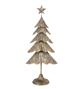 Metal Christmas Tree Tabletop <b>Decor</b> With <b>Star</b> Top Vintage Style Pine Shape Indoor Use Durable Design - Product Image 1