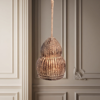 Luminaire suspendu LED en céramique terracotta marron moderne avec design minimaliste, taille moyenne, pour une ambiance chaleureuse au chevet