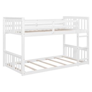 White Twin Over Twin <b>Bunk</b> <b>Bed</b> with <b>Ladder</b> for Kids Model LT000107AAK - Product Image 4