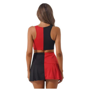 Ensembles d'uniformes de cheerleading unisexes en polyester avec logo personnalisé, haut sans manches en spandex blanc, shorts, haute qualité, nouveau style, entraînement, OEM - Product Image 6