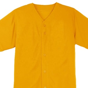 เสื้อเบสบอลปักลายตามสั่งสำหรับชมรมมหาวิทยาลัย คอวี แขนสั้น ติดกระดุม สีเหลือง สำหรับทุกเพศ - Product Image 2