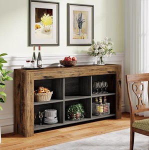 Mesa Consola Rústica de Madera Maciza con Estantes de Almacenamiento para la Entrada o Sala de Estar - Product Image 4