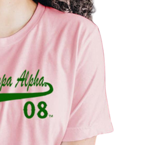 Camiseta AKA Tail, color rosa claro y verde, con estampado gráfico, cuello redondo, manga corta, informal, de algodón, para hermandades - Product Image 5