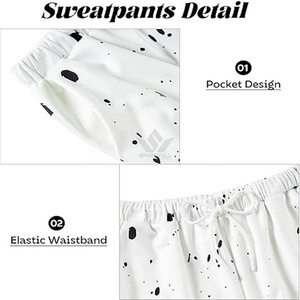 Unisex Black <b>White</b> Paint Splatter Hooded Tracksuit Set Pullover Hoodie and <b>Jogger</b> Pants Casual Streetwear Sweat Suit for Autumn - Product Image 2