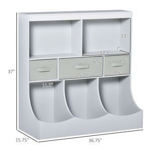 Freestanding Grey bambini giocattolo organizzatore di stoccaggio con libreria espositore e cassetti per camera da letto armadio di stoccaggio - Product Image 3