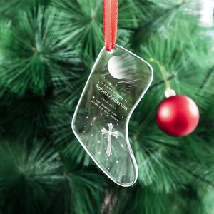 Adorno <span class=keywords><strong>de</strong></span> Navidad <span class=keywords><strong>en</strong></span> <span class=keywords><strong>Forma</strong></span> <span class=keywords><strong>de</strong></span> Calcetín <span class=keywords><strong>de</strong></span> Cristal Transparente - Decoración Colgante para Árbol <span class=keywords><strong>de</strong></span> Navidad <span class=keywords><strong>de</strong></span> Cristal K9 Transparente para Grabado DIY, Recuerdo para Fiestas <span class=keywords><strong>de</strong></span> Boda - Product Image 3